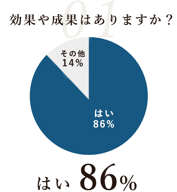 効果や成果はありますか？ はい 86%